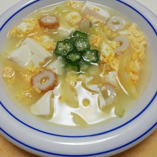 豆腐とちくわの卵とじ中華スープ